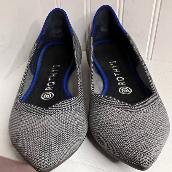 Rothy's Gray Knit Fabric Pointed-Toe Slip-On Flats Size 8.5 - Picture 1 of 7